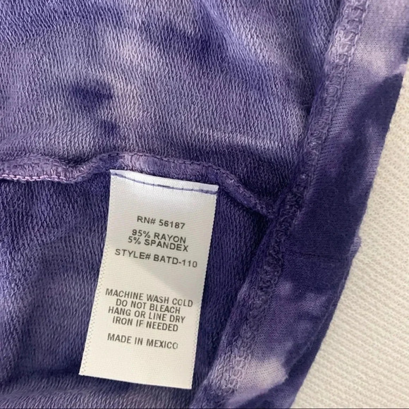 Oversized  PurpleTie Dye Hooded Cardigan Jacket Open Front Long Sleeve Boho - Picture 5 of 6